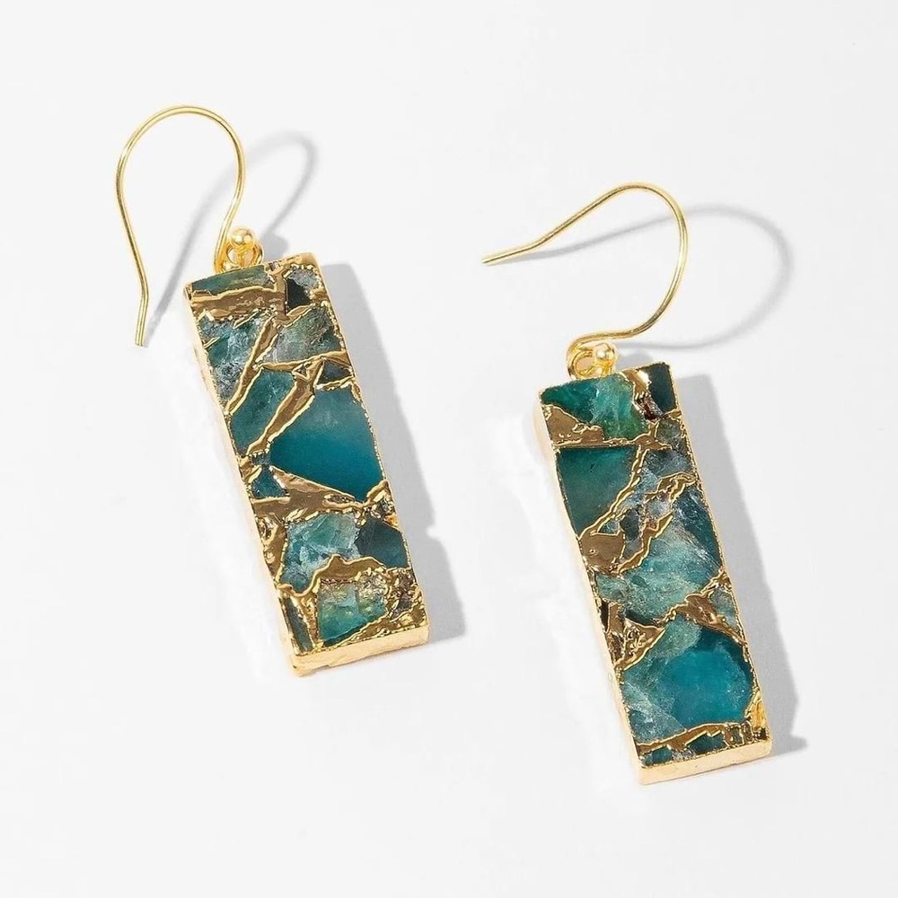 SAACHI Gemstone Rectangle Mojave Earrings - Dark Cyan